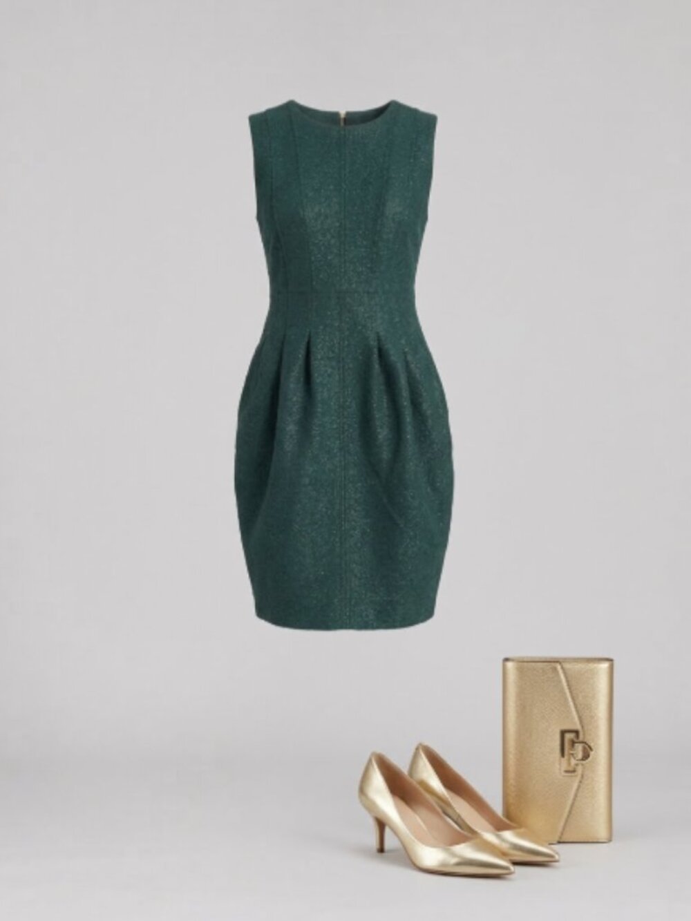 Just In! Donna Karan New York Emerald Metallic Jacquard Sheath Dress Size 14 NWT